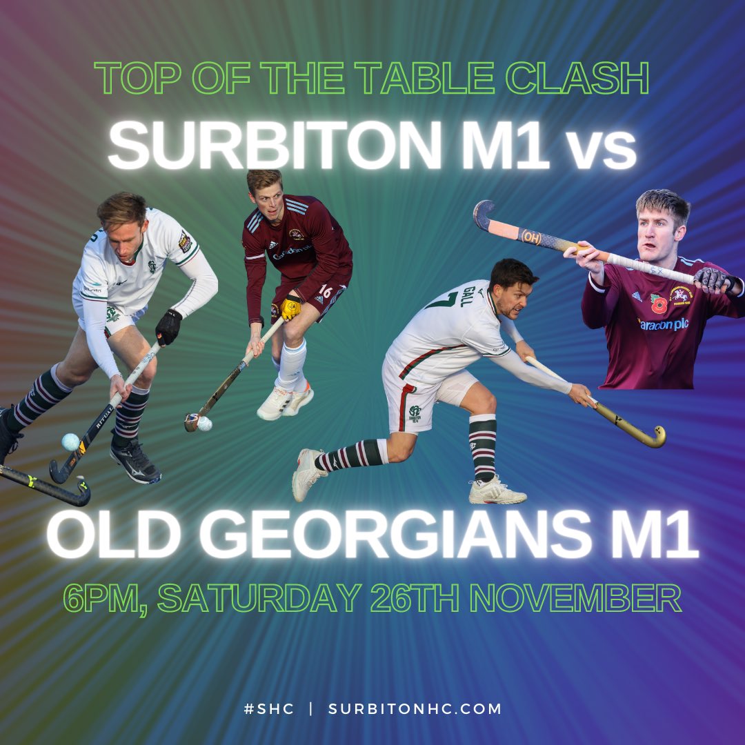 There are big games, and then there are BIG games 👀

Don’t miss this Saturday’s top of the table showdown between our Men’s 1s &amp; <a href="/OldGeorgiansHoc/">Old Georgians Hockey Club</a> at Sugden Road🤩

📲 Tickets available now via our homepage. U18s go free!

#SHC  |  surbitonhc.com