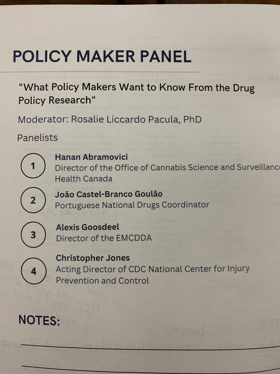 #ISSDP2022 conference. 

Kicking off our policy maker panel chaired by <a href="/PaculaRosalie/">Rosalie Liccardo Pacula</a> - What do policy makers from 🇨🇦🇵🇹🇺🇸🇪🇺want to know about #DrugPolicy?