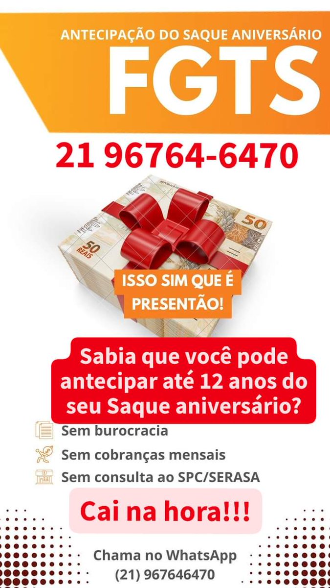 dadepaulaaline's tweet photo. Dinheiro na conta ainda hj?
ISSO MSM Q VC LEU
E o melhor. NÃO COBRO ND P VC
#Antecipe agora msm seu #SaqueAniversário
Na conta em até 30 minutos!
🔥Sem parcela mensal, frescura, complicação, sem mimimi
Saldo mínimo de R$150
*E receba via #PIX hoje mesmo
https://t.co/TMkWBEjVgn https://t.co/gIlqE11149
