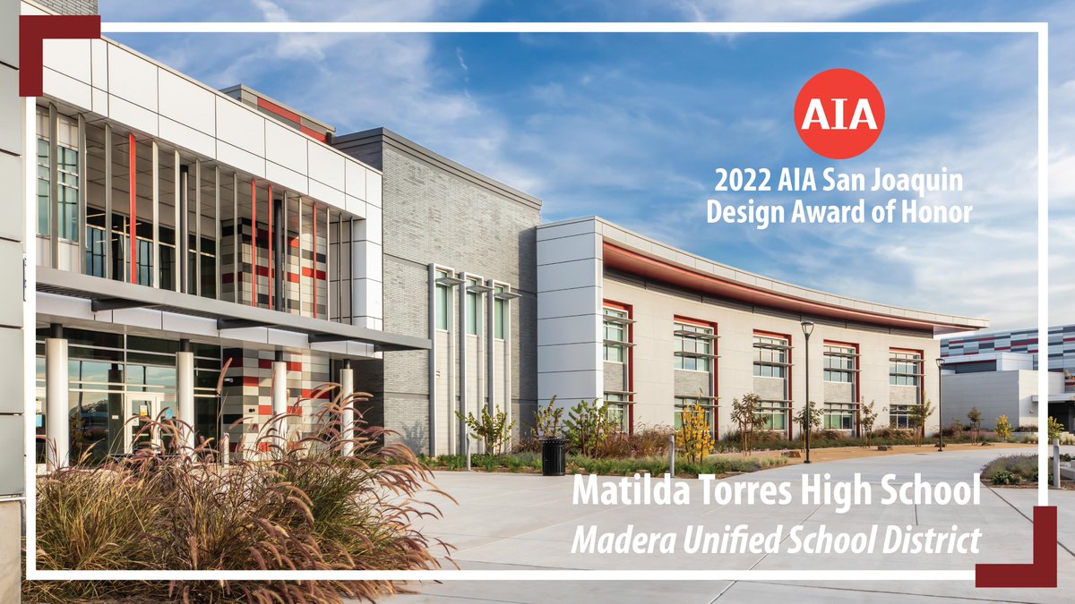 dardenarchitect's tweet photo. This morning we'd like to share news  of another award-winning project. Matilda Torres High School in Madera USD has received a design award of honor from the American Institute of Architects San Joaquin Chapter! #Design #DesignAward #AIA #AIASJ #HighSchool #Madera https://t.co/Sdmxlz63ny