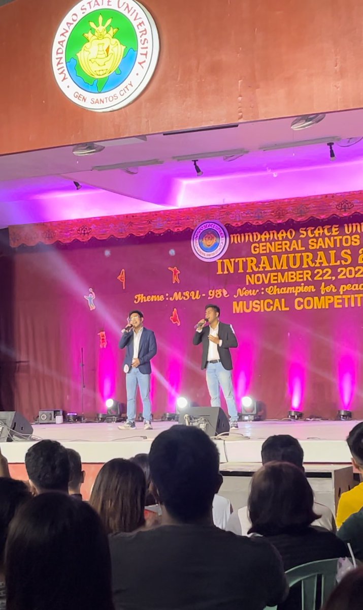 As a supportive bestie and msu chorale alumni for our fellow friends as they sing their hearts out with their own duet rendition of 'Mapa' by SB19. The school of graduate studies is proud of you both! 🥳🎶 #MusicalNight #Day3ofIntramurals #MSUans #goodtobeback