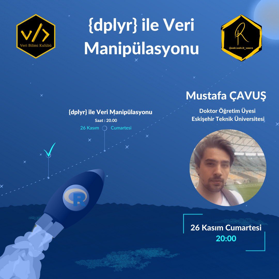 <a href="/eskisehiR_users/">Eskisehir R User Group</a> destekleri ile düzenlediğimiz “Learn R” etkinliğimiz,  <a href="/mustafa__cavus/">Mustafa Çavuş</a> ‘un anlatımı eşliğinde kaldığı yerden tüm hızıyla devam ediyor.🚀 

İlgi duyan herkesi davet ediyoruz!

Katılım bilgileri için ⬇️