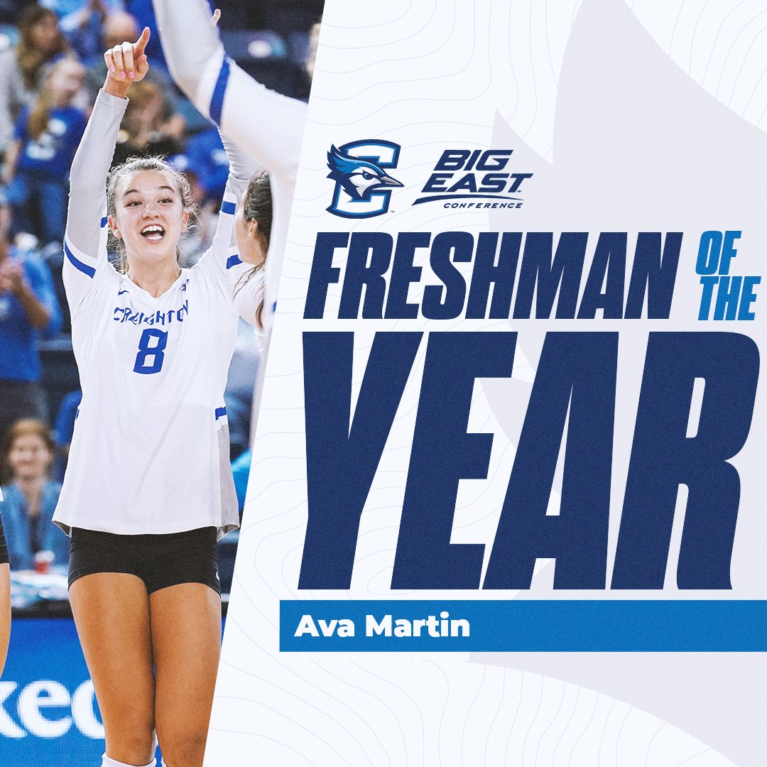 Creighton Volleyball (@creightonvb) on Twitter photo Your BIG EAST Freshman of the year is <a href="/avajomartin/">Ava Martin</a>!!!
She is also named to the All-BIG EAST and All-Freshman Teams!
πCongratulations Avaπ
#GoJays // GoCreighton.com/VB112222awards Your BIG EAST Freshman of the year is <a href="/avajomartin/">Ava Martin</a>!!!
She is also named to the All-BIG EAST and All-Freshman Teams!
πCongratulations Avaπ
#GoJays // GoCreighton.com/VB112222awards