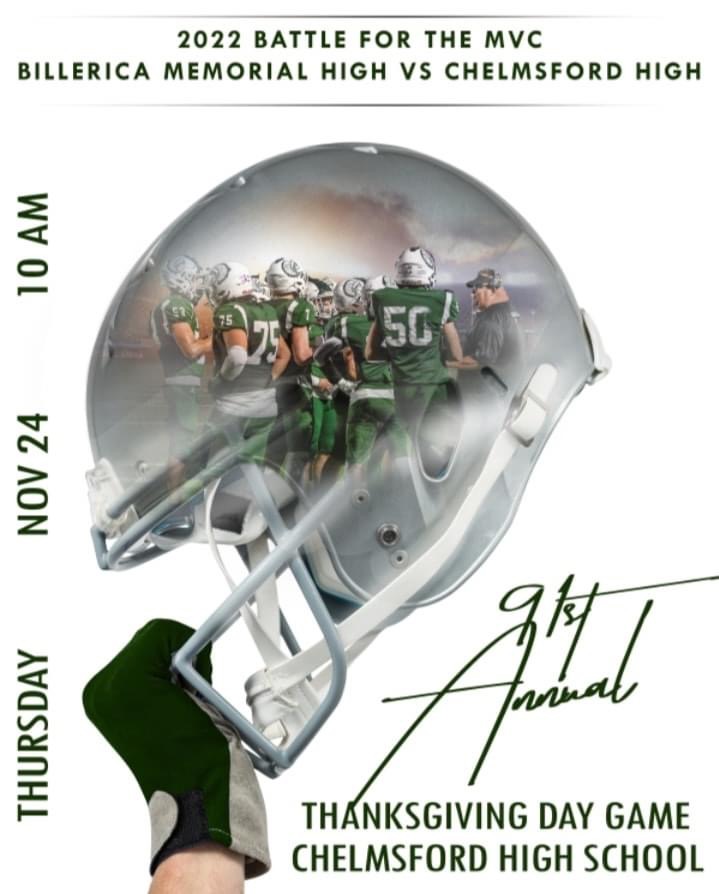 Watch BMHS vs. Chelmsford Thanksgiving Day Football game LIVE on BATV @ 10am 
Verizon 24 &amp; Comcast 22 or in HD via Livestream at bit.ly/BATVEduStream 
Graphic by: Melissa Micciche