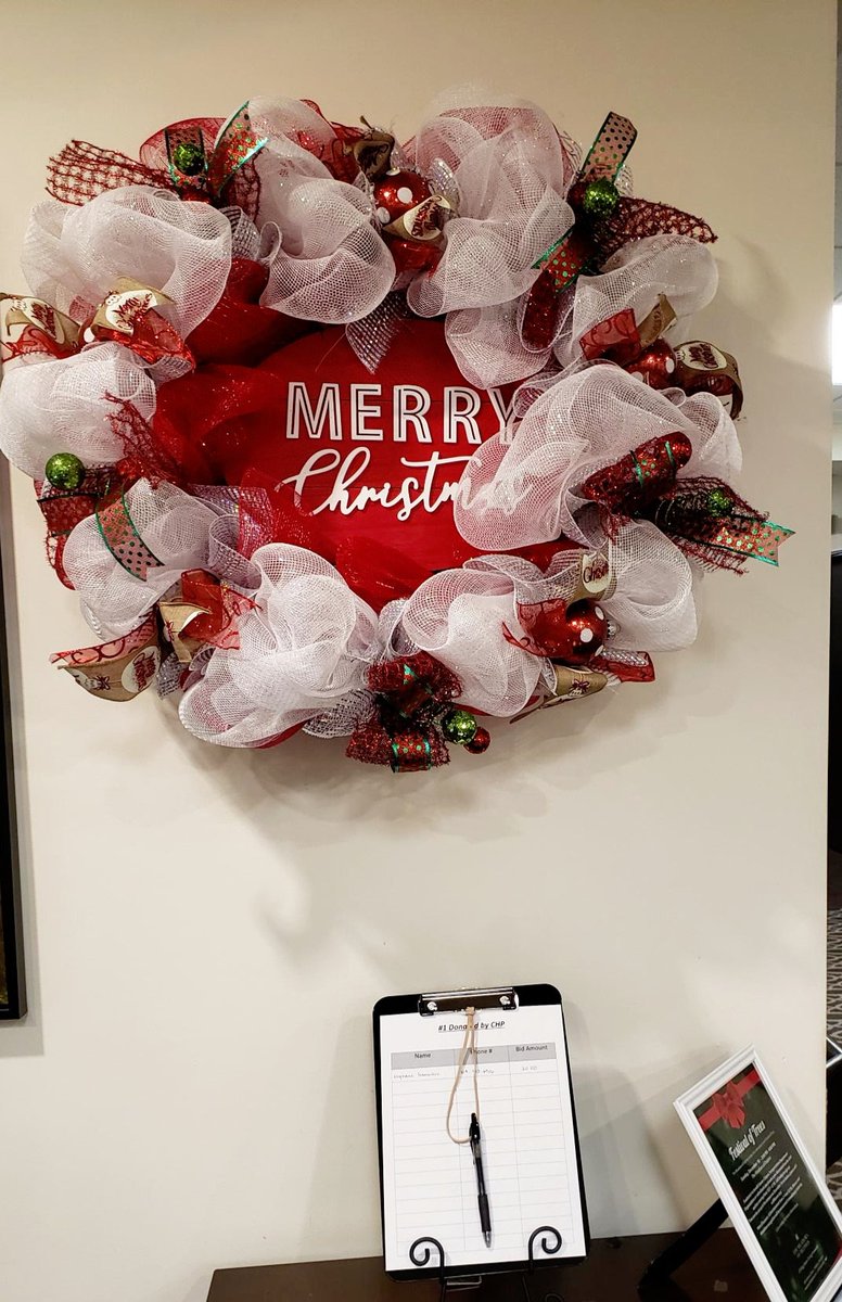 🎄We've officially started the bidding for our Festival of Trees Event!! This Beautiful Wreath was donated for the event by Community Health Partners (CHP) here in Delphos! 
》Bid from home by calling us at 419-692-0590!