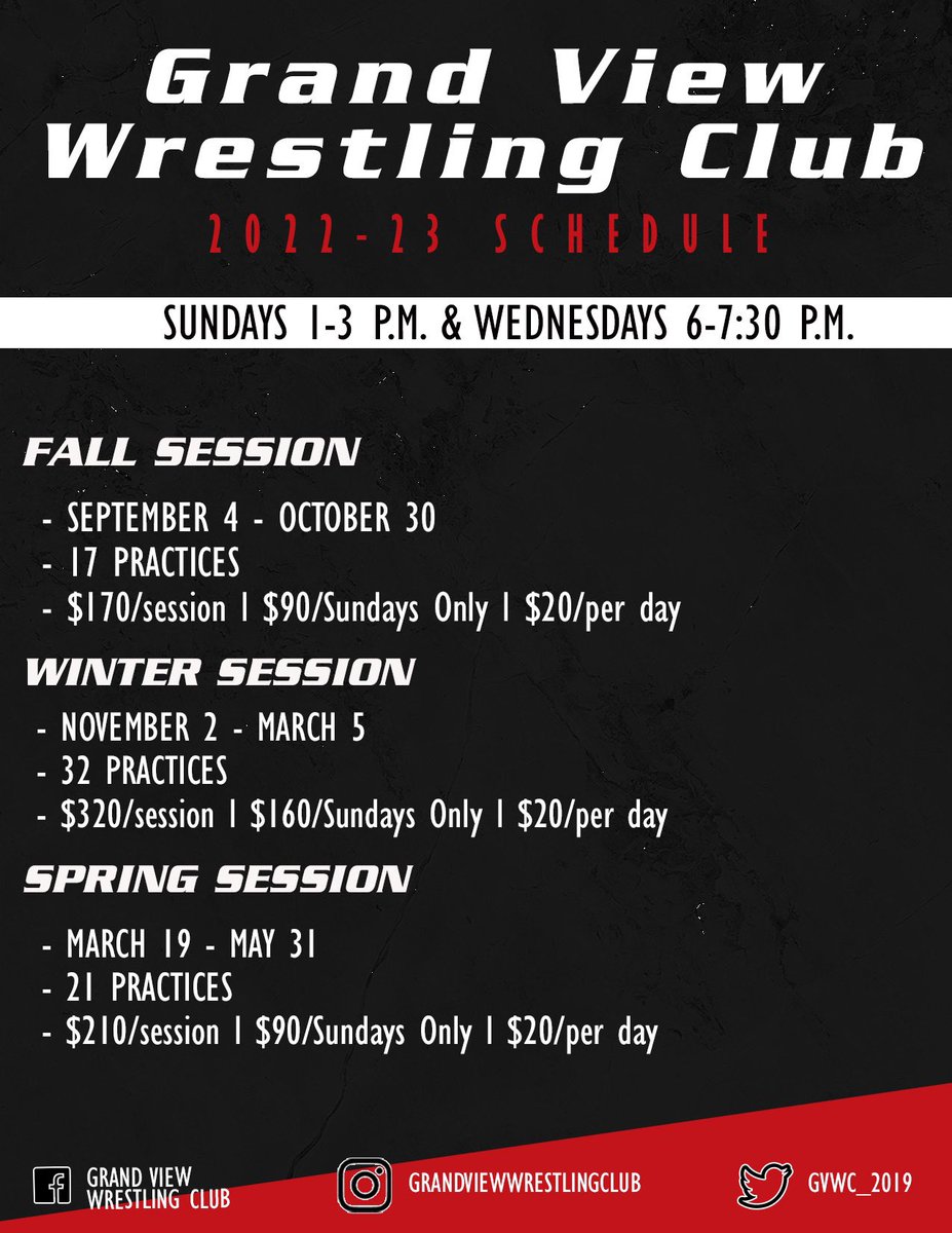 Practices are every Sundays 1-3PM and Wednesdays 6-7:30PM. 

-ALL girls club 
-open to K-12th 
-year round training 
-offer 1:1 training session 
-silbling discount 
-located in Des Moines, IA at GVU Women’s Wrestling Facility
- and more!