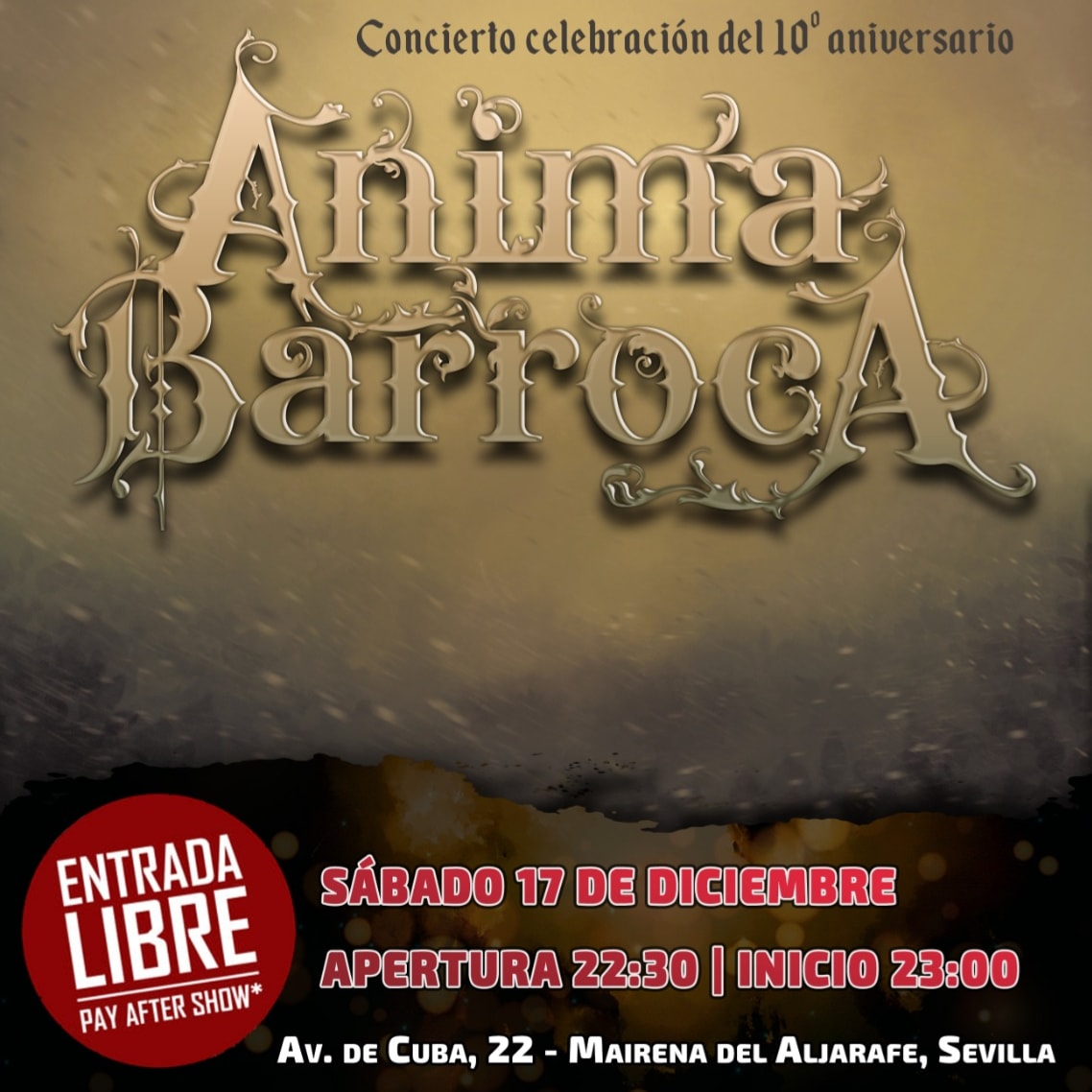 ¡Cumplimos 10 años, y lo queremos celebrar contigo!
Estrenamos la nueva formación en nuestro concierto 10 aniversario y será ¡¡¡GRATIS!!!

Esperamos poder celebrarlo con todos vosotros. 

¡ah! Y muy atentos porque esto no va a ser lo único.