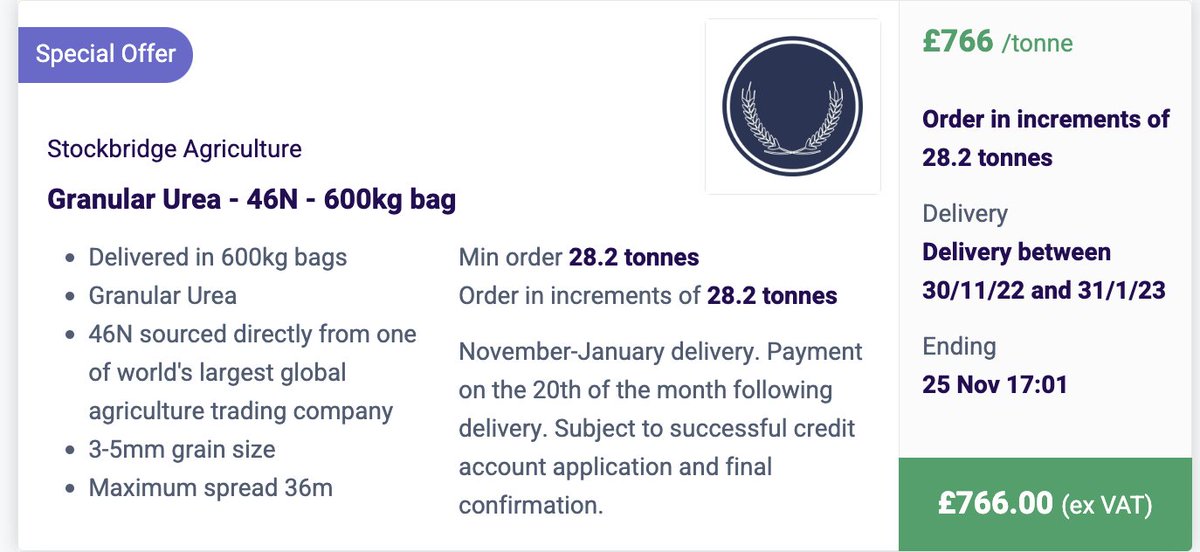 Granular Urea price in the East is now £766/tonne <a href="/Farmdealsag/">Farmdeals.ag</a>  ⬇️

All other regions in mainland UK (except Northern Scotland) are now sub £800/tonne.

Message: If you cannot afford to miss out, then don’t miss out.

Sign in or up for free at farmdeals.ag 🤝📈😊