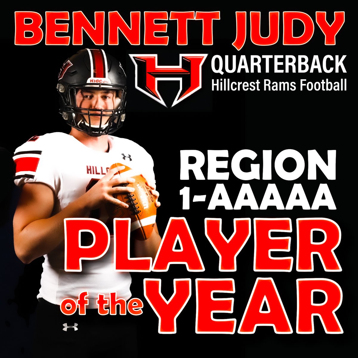 Congrats to Sr QB - Bennett Judy - on being selected as the 2022 Region 1-AAAAA - PLAYER OF THE YEAR! @BennettJudy1 @MrCoachFrate