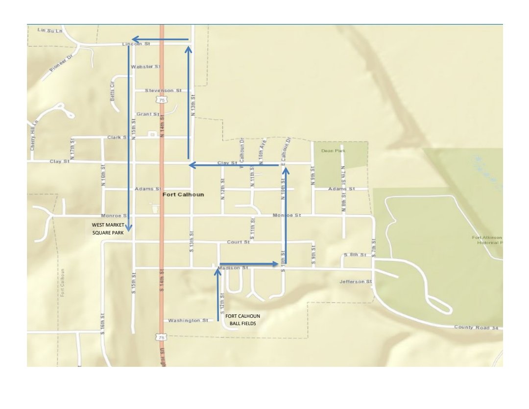 CityofFtCalhoun's tweet photo. The Fort Calhoun City Council approved the route for this year's parade of lights.  As a reminder, the parade ends at West Market Park for the tree lighting program. It will be Saturday,  Nov 26th.  Parade starts at 5:30 pm. https://t.co/8y6ivNWbSa