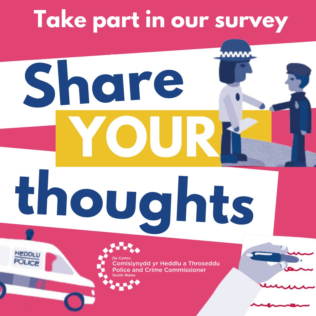 Do you live, work or spend time in South Wales? 
If so, please take part in our survey &amp; tell us about:
what can be improved to make you feel safe
your views of engaging with South Wales Police
Find out how you can take part here 👉 bit.ly/3TvMWl7