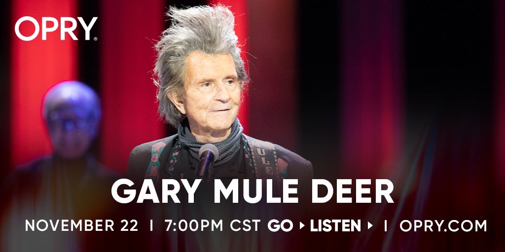 Gary Mule Deer (@garymuledeer) on Twitter photo Make the <a href="/opry/">Grand Ole Opry</a> part of your Thanksgiving week. Iāll be on tonight at 7PM Central. See me live by getting tickets Opry.com or listen live on <a href="/WSMradio/">WSM Radio - The Home of the Opry!</a> #opry #wsmradio #ThanksgivingWeek Make the <a href="/opry/">Grand Ole Opry</a> part of your Thanksgiving week. Iāll be on tonight at 7PM Central. See me live by getting tickets Opry.com or listen live on <a href="/WSMradio/">WSM Radio - The Home of the Opry!</a> #opry #wsmradio #ThanksgivingWeek