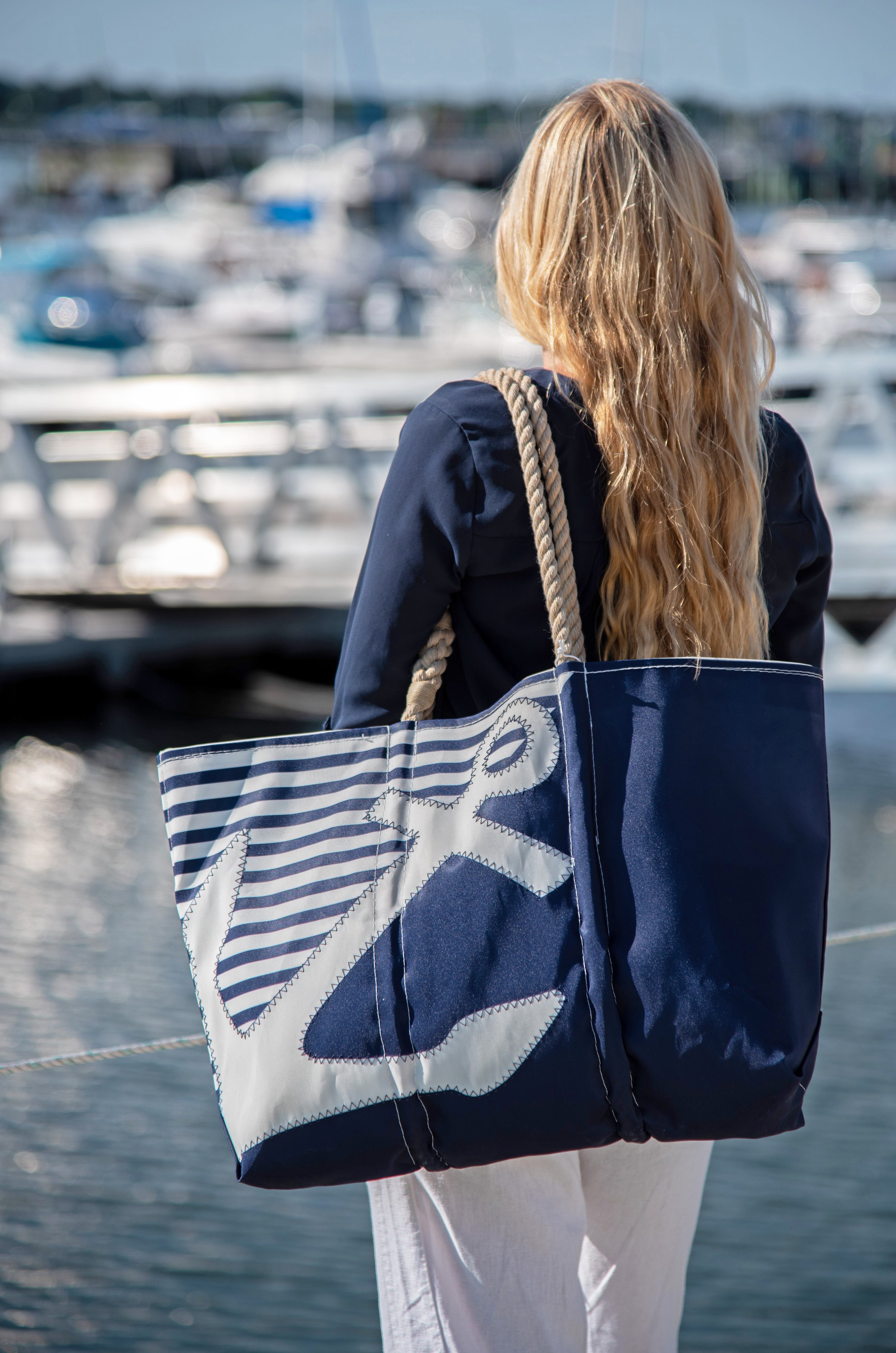 Sea Bags Recycled Sail Cloth Life Is Good Seaside Flag Medium Tote