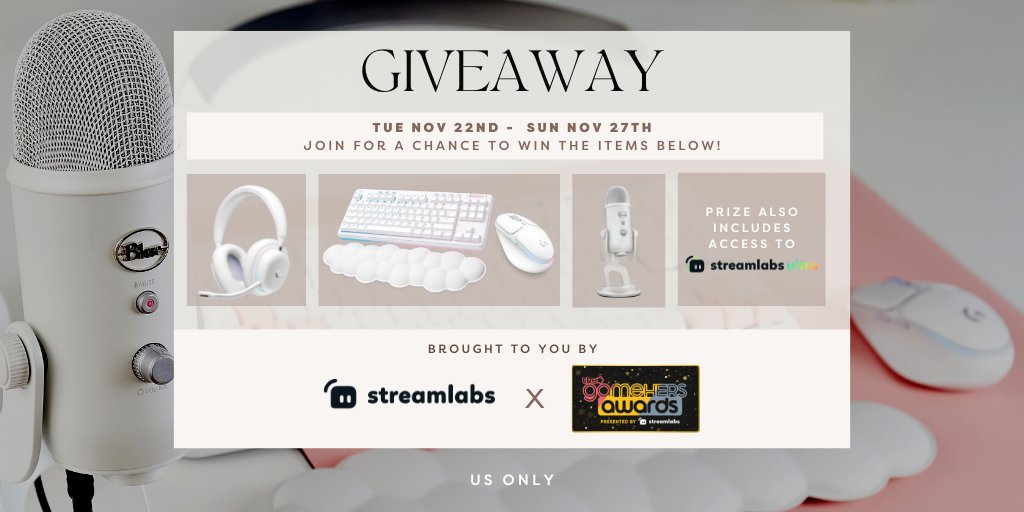 We have partnered with <a href="/streamlabs/">Streamlabs</a> to giveaway an awesome bundle! For a chance to win these gorgeous Aurora products &amp; access to Streamlabs Ultra, Follow these steps:
~Follow us &amp; Streamlabs
~Tag your fave gameHER!
~Like, Retweet this post
🔗ow.ly/wtv450LL5aW
U.S. Only
