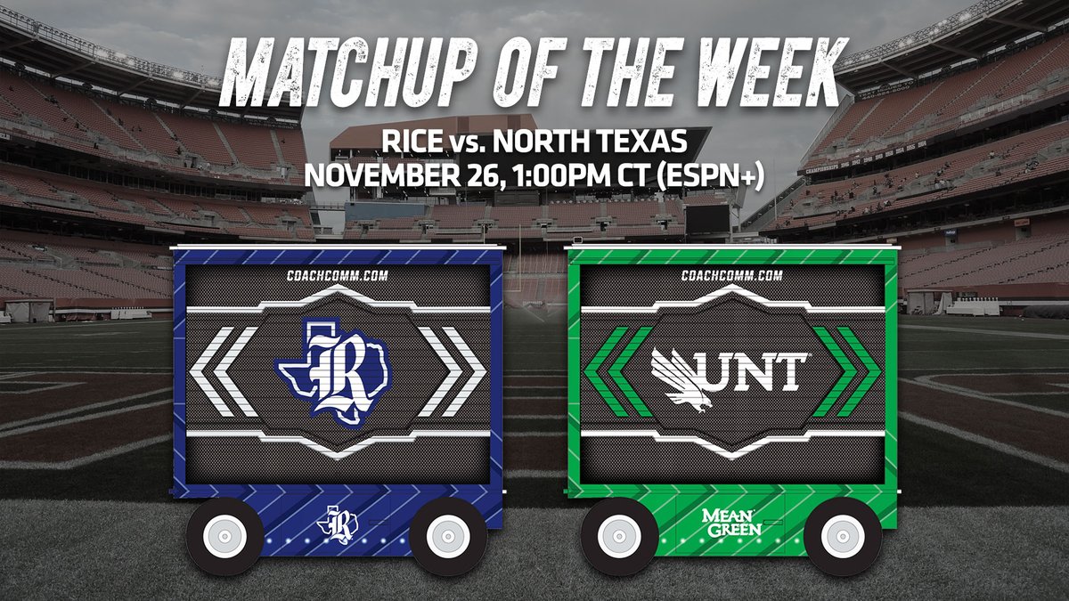 CoachComm (@coachcomm) on Twitter photo 🏈MATCHUPS OF THE WEEK🏈
All season we show games between our #XCart customers.
On Saturday, @WKUEquipment will play <a href="/FAUEquipment/">FAU Equipment</a>, <a href="/pirateequipment/">PIRATE EQUIPMENT</a> will face <a href="/TUFB_Equipment/">Temple Equipment</a>, and <a href="/RiceOwlsEQ/">Rice Owls Equipment</a> will take on <a href="/UntFBEquipment/">UNT Equipment</a>.
#ForOurCustomers 🏈MATCHUPS OF THE WEEK🏈
All season we show games between our #XCart customers.
On Saturday, @WKUEquipment will play <a href="/FAUEquipment/">FAU Equipment</a>, <a href="/pirateequipment/">PIRATE EQUIPMENT</a> will face <a href="/TUFB_Equipment/">Temple Equipment</a>, and <a href="/RiceOwlsEQ/">Rice Owls Equipment</a> will take on <a href="/UntFBEquipment/">UNT Equipment</a>.
#ForOurCustomers