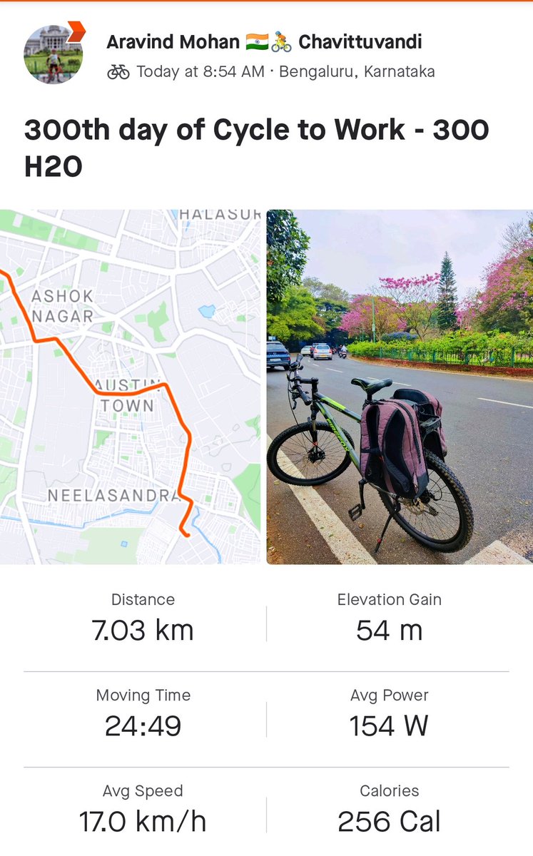 jcaravind's tweet photo. 300 days of cycle to work. Thanks to my family who supported me and all my friends who motivated me for this. Special thanks to @RBI for providing all the infrastructure required for cyclists.  #cycletowork #commutebicycle #commutebycycle #Cycle4Change https://t.co/anahwnf1kj