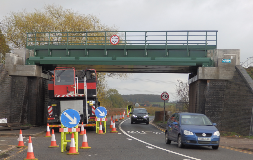 EMRailTrust's tweet photo. Bridge 326 over the A60 in Loughborough, completed. Further works to repair the brick abutment walls and replace the track are required - and need funding! Great work @GcrGreat @TNHRailway @VolckerRail Photo KarlG https://t.co/ocuB51XDcS