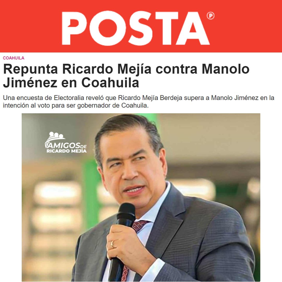Repunta <a href="/RicardoMeb/">Ricardo MejíaBerdeja</a> contra Manolo Jiménez en #Coahuila 

#4T #RicardoEsElBueno #Morena #yoconRMB