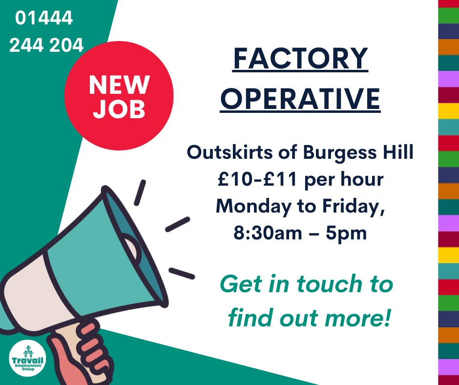 TravailSussex's tweet image. 💥 Factory Operative 💥
Get in touch to find out more ...
📞   01444 244204
📧   info@travailsussex.co.uk
🌐   travail.co.uk/burgess-hill-j…

#travailsussex #newjob #factoryjob #jobsearch #burgesshill