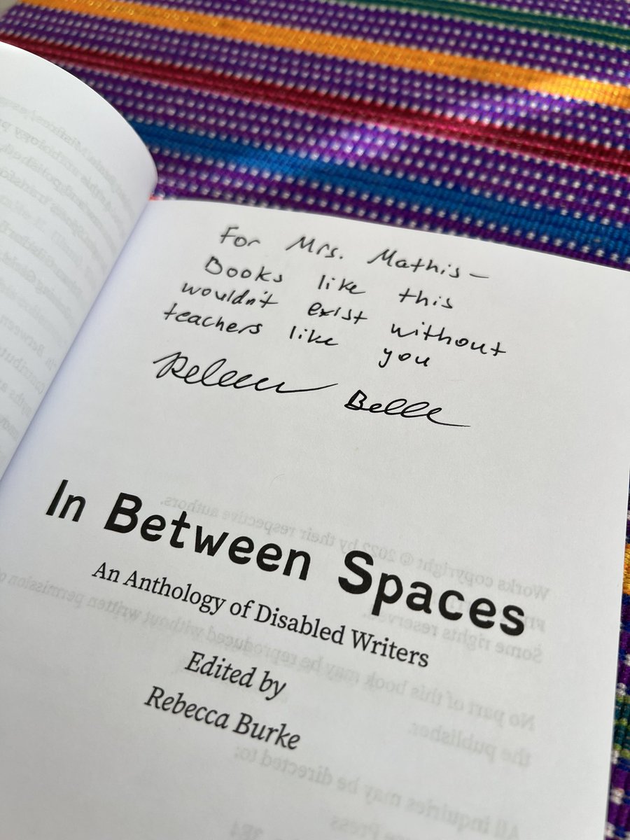 That moment when a former student edits an anthology representing disabled writers and makes your teacher heart proud. 💕 These are the things that make teaching worthwhile. @StillhousePress @BeccaBurke95