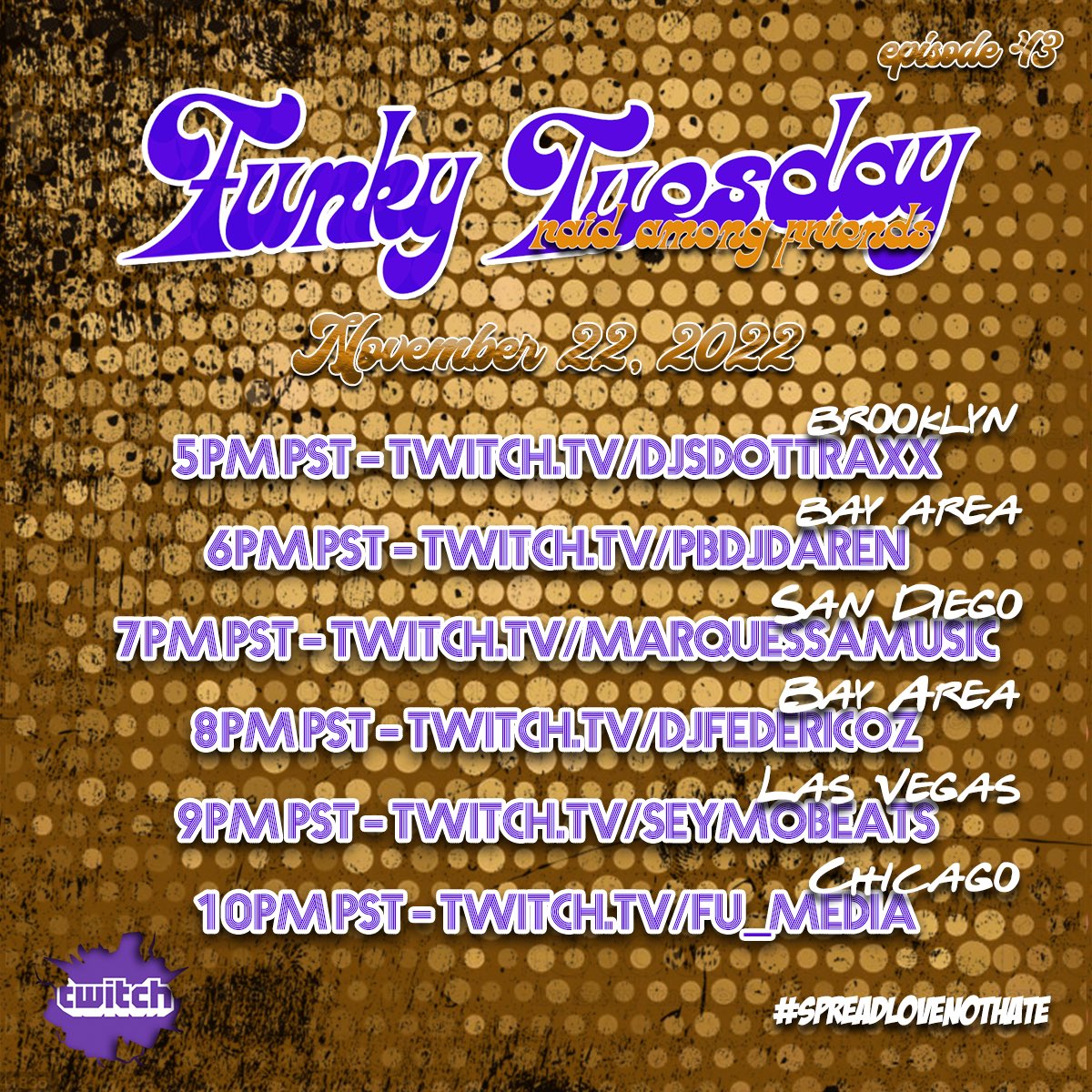 Join me tonight at 7pm PT for a special FUNKY Tuesday set exclusively on Twitch: 

Twitch.tv/MarquessaMusic 

Let’s dance! 💃🏻🪩🕺