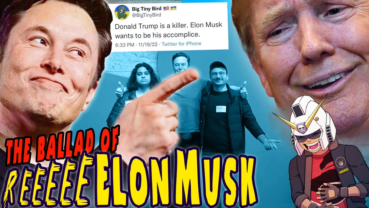 GundamIsHere's tweet photo. ReeeeElon Musk does it again! from not saving Jimmy fallon from #RIPJimmyFallon to allowing trump back on the site. The Musketeer has instilled fear into the hears fo twitter users everywhere! https://t.co/q8blnjOtHE