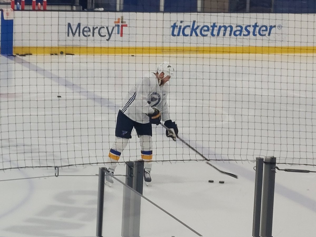 A day after a seventh straight win, the first skater on the ice this morning is none other than  ... guess who? #stlblues