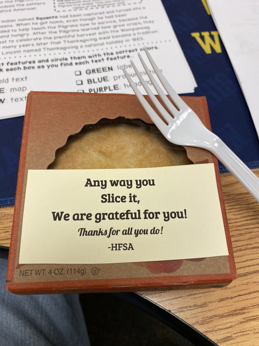 TPak25's tweet photo. When youโre wanting a snack and your schoolโs HFSA walking in with pie!!! ๐ฅง #HunterHFSA #mmmPie https://t.co/BkevaKYu1s