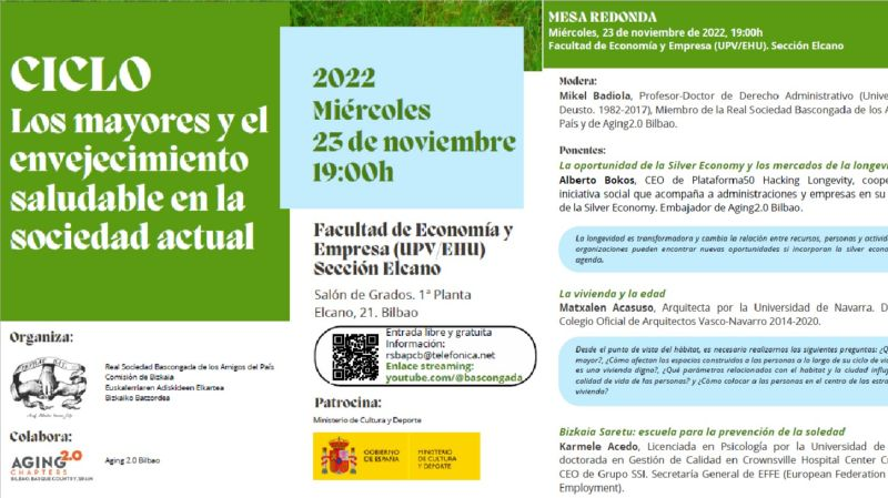 Llega la segunda jornada de "Los #mayores y el #EnvejecimientoSaludable en la sociedad actual" 
linkedin.com/feed/update/ur… vía 
<a href="/albertobokos/">Alberto Bokos</a> 
🗓 23 #Noviembre 
⏰ 19h
📍#UPV /  #EHU 
🌐 #Streaming 
#Bilbao #Longevidad #Envejecimiento #Edad