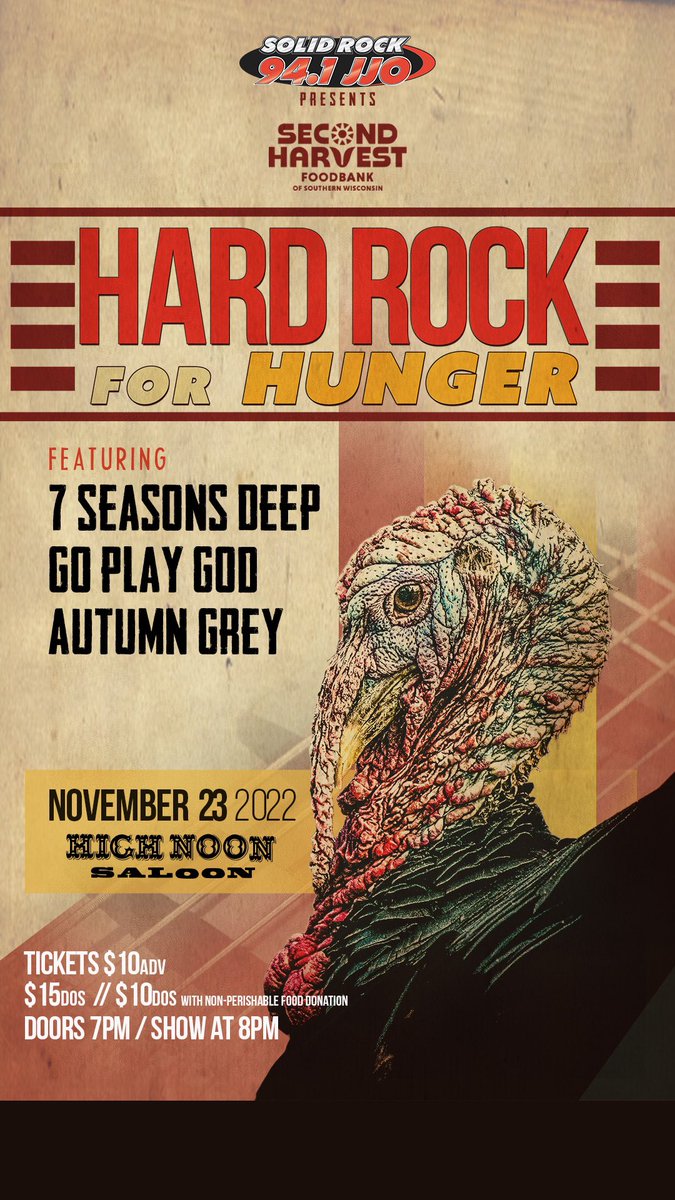 GoPlayGod's tweet image. Tomorrow night @HighNoonMadison #madison #Wisconsin Support a great cause for Second Harvest Food Bank!!! Bring a non perishable food item please. @WJJO