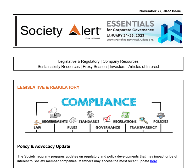Society for Corporate Governance (@society4corpgov) on Twitter photo Latest Alert with Benchmarking: #BoardGovernance Practices * Stock Guidelines * #Cyber Disclosure * Comp Comm * #ESG Reporting | Rule 14a-8 | <a href="/GlassLewis/">Glass, Lewis & Co.</a> 2023 Policies | Retail Investors is available to Society members at lnkd.in/ehH8CW8E. #corpgov #governance Latest Alert with Benchmarking: #BoardGovernance Practices * Stock Guidelines * #Cyber Disclosure * Comp Comm * #ESG Reporting | Rule 14a-8 | <a href="/GlassLewis/">Glass, Lewis & Co.</a> 2023 Policies | Retail Investors is available to Society members at lnkd.in/ehH8CW8E. #corpgov #governance