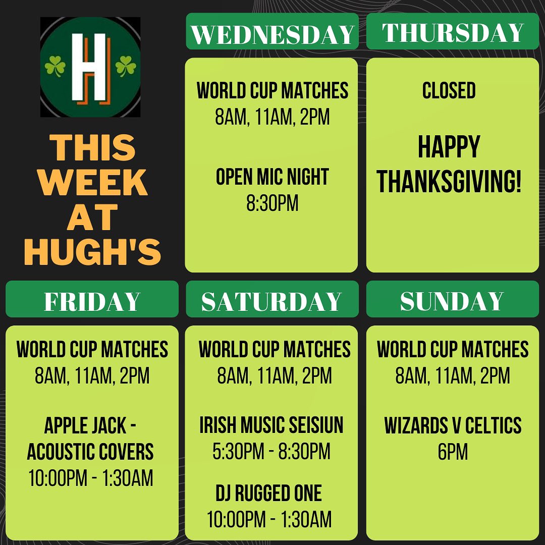 It’s a holiday week, which means it’s always happy hour! 🍻 Join is for a great lineup of events this week!