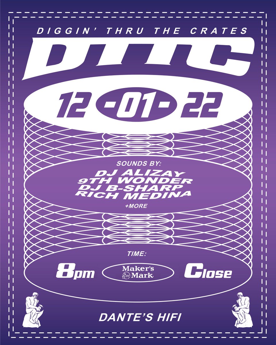 Last stop!! #Miami 🌴
#ArtBasel📍
 @itsdttc x @makersmark 
#DigginThruTheCrates Fall 22’ Tour 
At @danteshifi 12| 1  8pm until!! 
Sounds by @djalizay &amp; @djb_sharp  w/ special guests <a href="/9thwonder/">9th Wonder</a> + <a href="/richmedina/">richmedina</a> and more… 
This will be AMAZING!! 🤯🤯🤯🤯🤯🤯