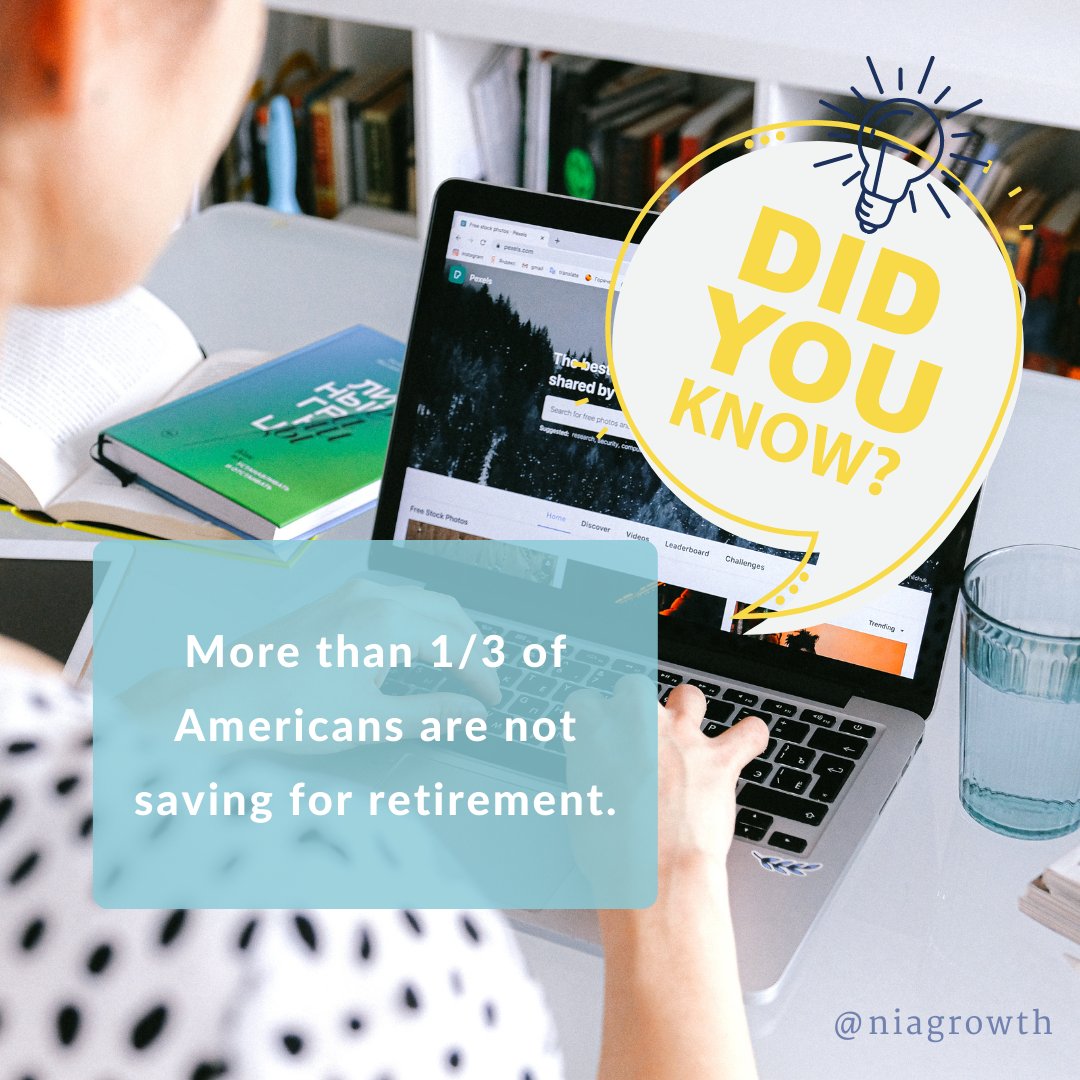 More than 1/3 of Americans aren't saving for retirement. thankfully, it's never too late to start saving. Even the smallest amount makes a big difference. We can help. niagrowth.com