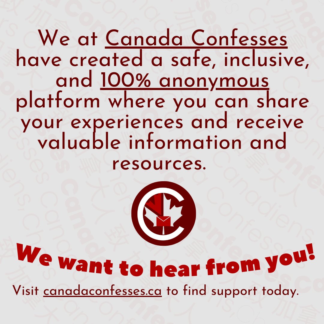 ConfessesCanada's tweet photo. Calling all Canadians!!!  Whether you were born in Canada or came here otherwise, we want to hear you. If you have experienced or witnessed social injustice, discrimination, prejudice, feel stigmatized or isolated, or know someone who feels this way, visit https://t.co/RAmI0rRATE https://t.co/pQTztdzuxK