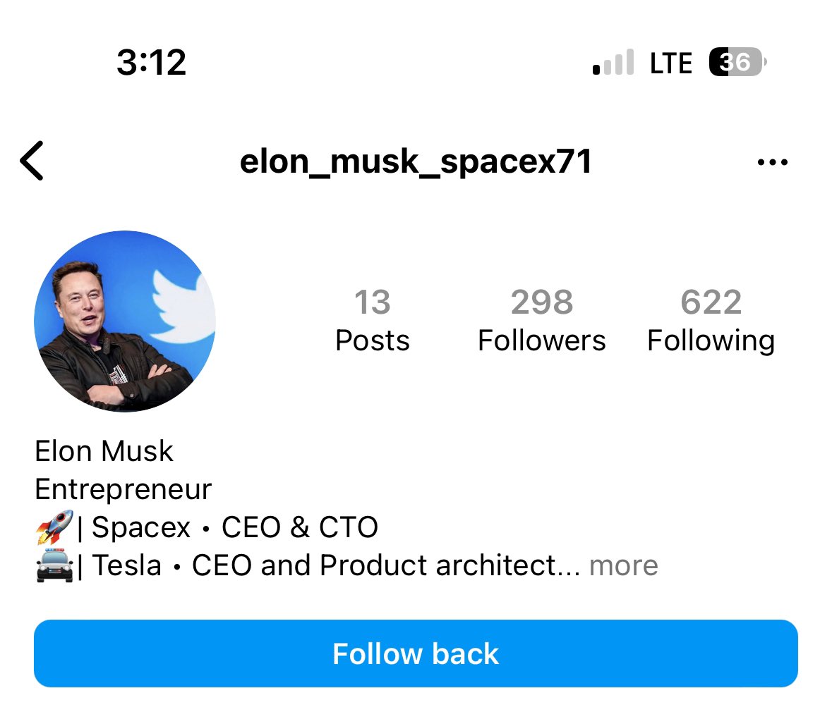 HUGE NEWS! <a href="/elonmusk/">Elon Musk</a> followed me on instagram. #blessed