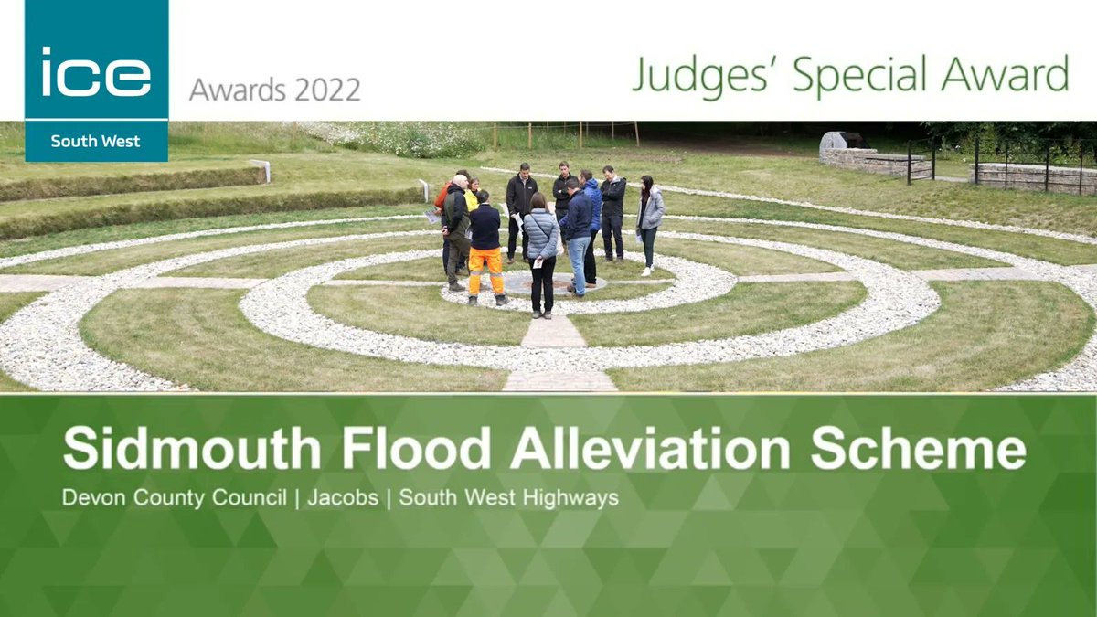 ICESouthWest's tweet photo. The judging panel has the discretion to present a special accolade each year.

For 2022, the winner of the Judges’ Special Award is… 

The #Sidmouth Flood Alleviation Scheme

Well done to @DevonCC @JacobsConnects @SWH_Ltd 

#ICESWAwards https://t.co/6e7heFRZ4x