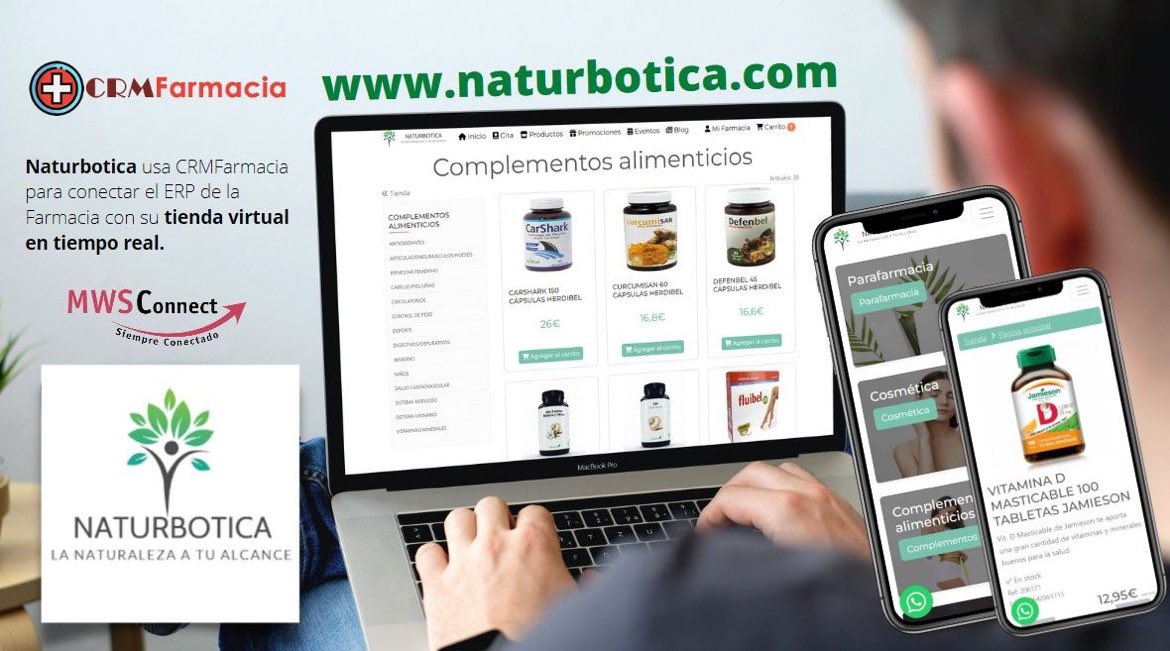 La #web de tu #farmacia con tienda virtual gratis incluida en el conector @mwsconnect y directamente desde tu #erp de tu #farmacia más info crmfarmacia.es haz como #naturbotica www naturbotica.com #marketing #digital #ecommece #free