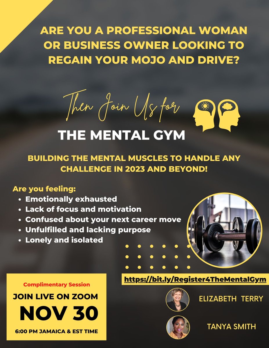 TanyanSmith's tweet photo. Join Me for the Mental Gym on November 30th, 2022 - https://t.co/Bv0rhb1aUq https://t.co/4hQS3RcKRl