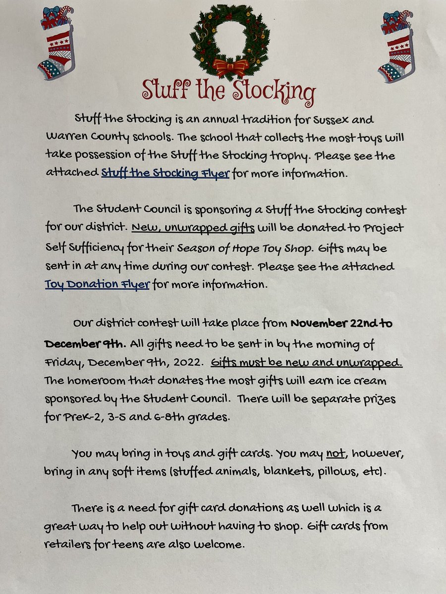 atsdstucouncil's tweet photo. Our Stuff the Stocking Toy Drive starts today and will run until 12/9. Please see the attached flyers for more information. @atsdschools #allamuchy https://t.co/A1KeP9Be3c