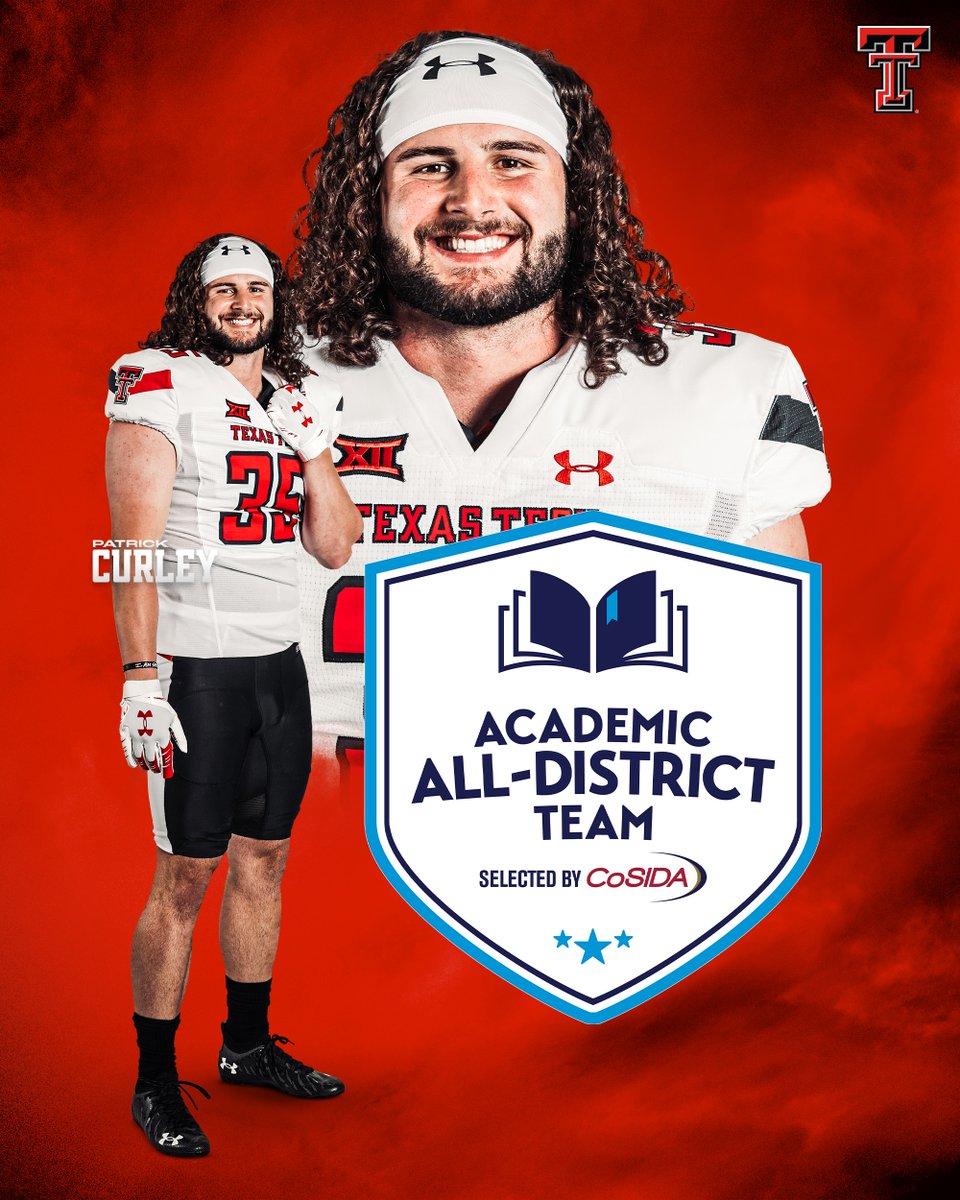TexasTechFB's tweet photo. Academic accolades for @curleypatrick4 👏📚

#WreckEm https://t.co/kP9msKdpoF