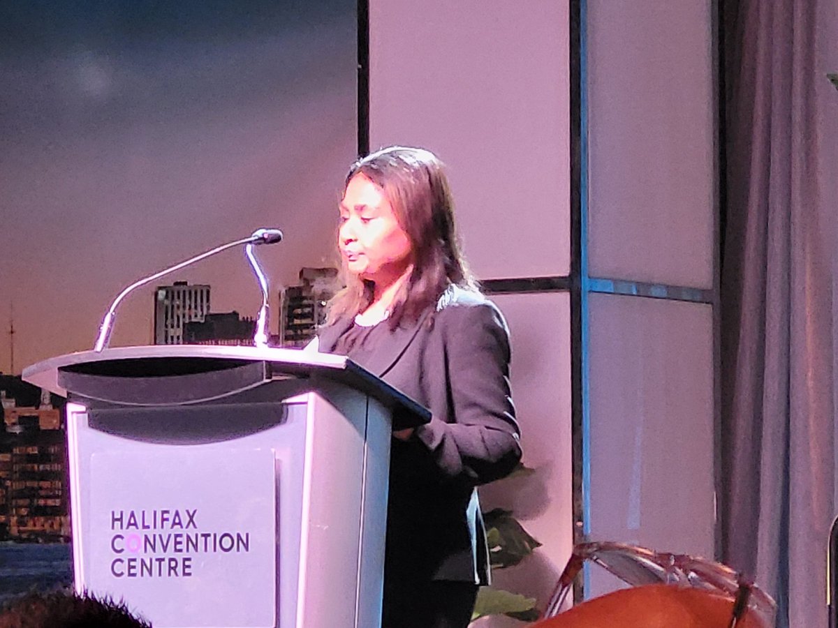 LifewithPugs's tweet photo. Dr. Mrittika Shamsuddin from @DalhousieU talks about population increases in Nova Scotia. Love hearing we've got more young people coming to our province! #HCCFallDinner @nsarREALTORS https://t.co/s2pvZqVCmu