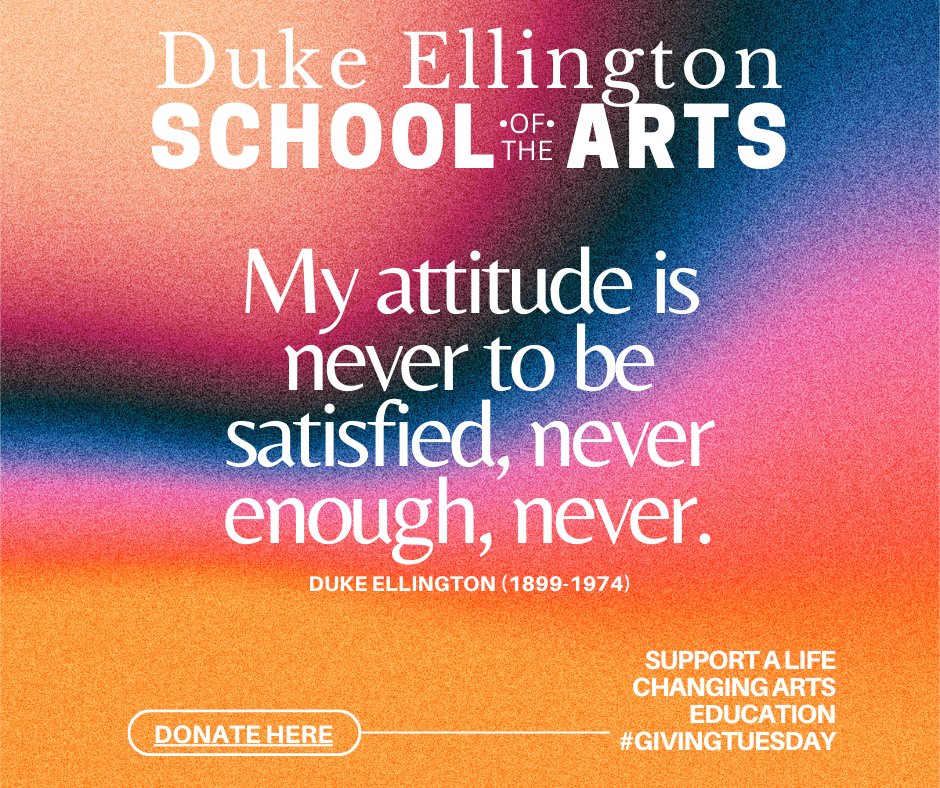 One week until Giving Tuesday! Help #EllingtonArts reach our goal of $10,000 by donating today! Donate here: ellingtonschool.org/ellington-fund…