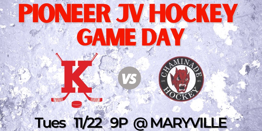 It's Tuesday Night Hockey for your Pioneer JV squad! Come on out to Maryville &amp; cheer on our Pioneers as they play Chaminade.