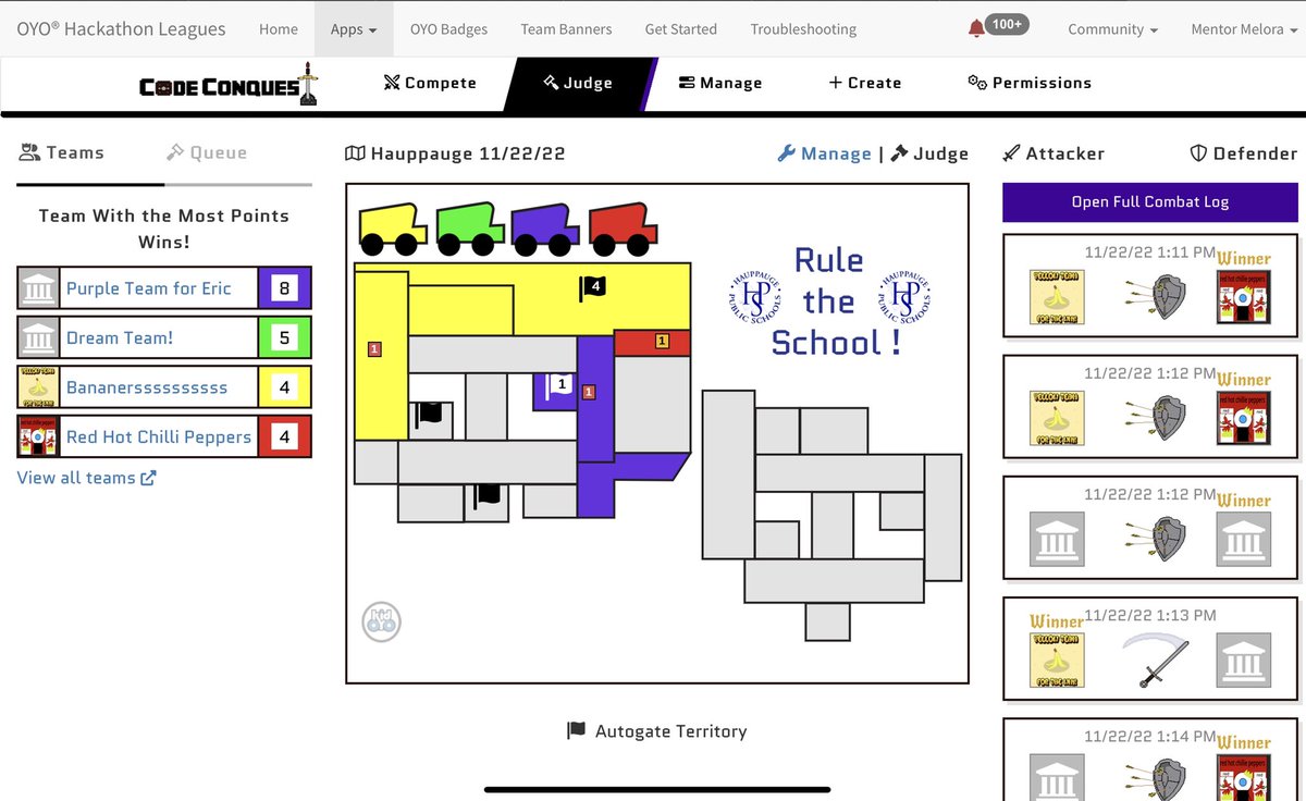 CanUCode's tweet image. The teams are tearing into the map…taking over the school @HPS_Eagles in their Inner-District #codeconquest #hackLI Hackathon! @kid_OYO