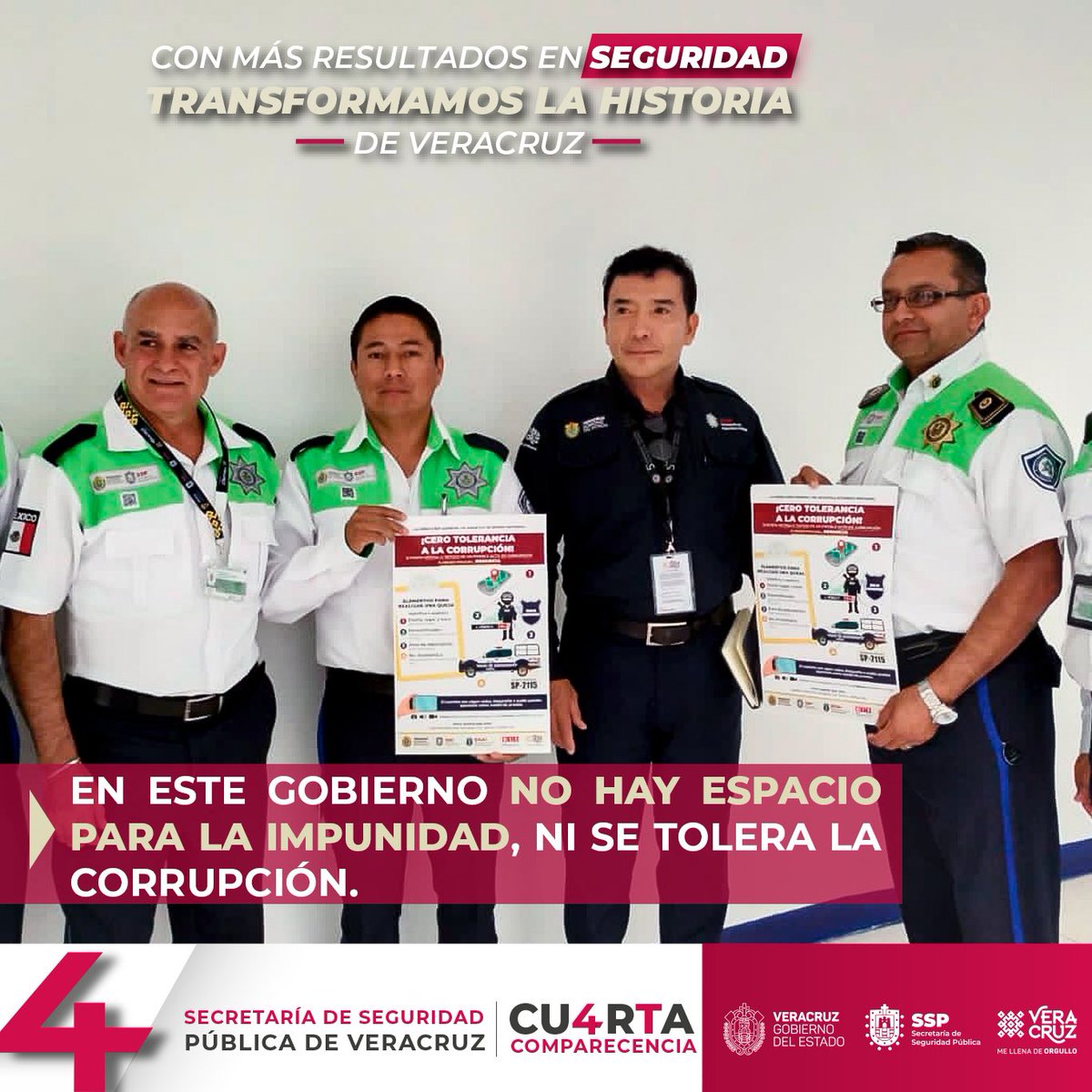 SP_Veracruz's tweet photo. En este gobierno no hay espacio para la impunidad, ni se tolera la corrupción, ni la violación de los derechos humanos, ni ninguna otra acción que contravenga los principios bajo los que se rige esta administración y nuestra secretaría. #TransformamosLaHistoria. https://t.co/biICP7LXCB