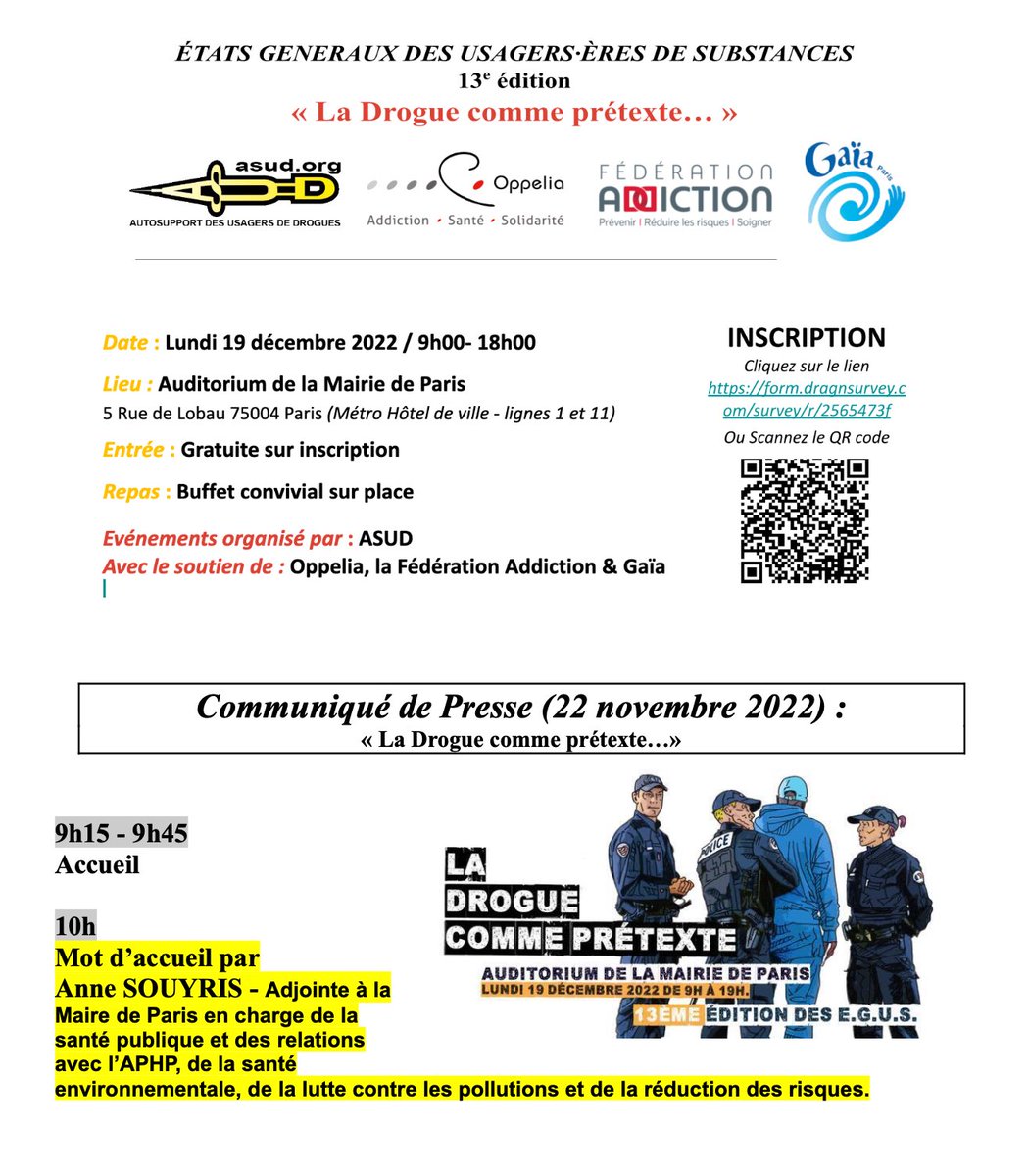 C’est reparti…
Vous avez aimé la préchauffe en 2021 à <a href="/Mairiedu20/">Mairie du 20e</a> ? Vous adorerez la sauterie en grand d’@ASUDJournal dans les salons de l’Hotel de Ville, sous le haut patronage de <a href="/annesouyris/">Anne Souyris</a>.
Ramenez vos pipes à crack, c’est <a href="/EricPliez/">Eric Pliez</a>, dit El Chapo, qui régale…