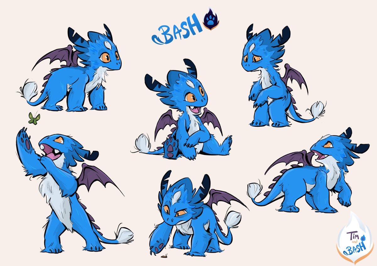 TimandBash's tweet photo. Meet Bash! π₯
He's a super cute baby dragon with a lifelong obsession of treasure... π€©
#animation #comic #characterdesign #dragon #cartoon #art #2danimation #storyboard #conceptart #modelsheet #disney #animator #timandbash #bashthedragon #funny #comicstrips #design https://t.co/jDoDn8FJMC
