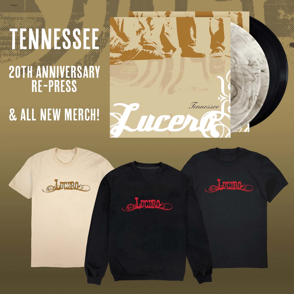 luceromusic's tweet image. In honor of the 20th anniversary of "Tennessee" we've re-pressed (&amp;amp; remastered!) the album for vinyl! Plus we've brought back a classic t-shirt design &amp;amp; put new holiday merch up in our webstore! 
Happy holidays y'all 🎄🎁❄️
lucero.merchtable.com