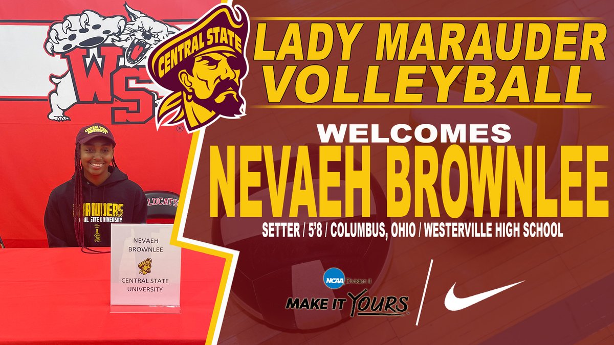 GO_MARAUDERS's tweet photo. 🏐BUILDING FOR 2023🏐

@centralstate87 officially welcomes Navaeh Brownlee to the Lady Marauder volleyball program!

@TheSIAC @StudentPres @NikkiPluger @CoachBrockman @DispatchAlerts @daytonsports @xeniagazette @CSU87Admissions @ColumbusBlack @ColumbusSports https://t.co/8VSJykCbnS